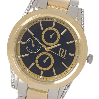 Gold and silver tone coin edge watch